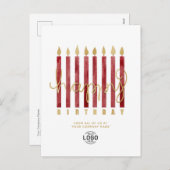 ロゴを追加Burgundyキャンドル事業ハッピーバースデー シーズンポストカード (正面/裏面)