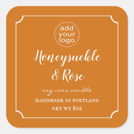 ロゴを追加Candle Burnt Orange Label Square スクエアシール (正面)
