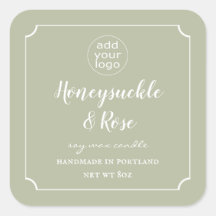 ロゴを追加Candle Sage Green Label Square