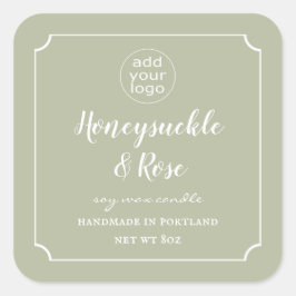 ロゴを追加Candle Sage Green Label Square スクエアシール
