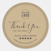 ロゴを追加Kraftをレビューありがとう ラウンドシール (正面)