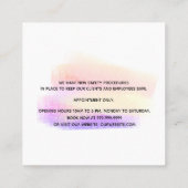 ロゴを開く白いパステルインテリアデザイナー スクエア名刺 (裏面)