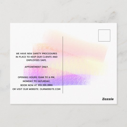 ロゴを開く白いパステルインテリアデザイナー ポストカード (裏面)