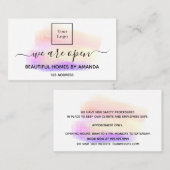 ロゴを開く白いパステルインテリアデザイナー 名刺 (正面/裏面)