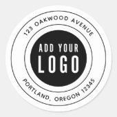 ロゴを黒に追加する縁ど差出人住所 ラウンドシール (正面)