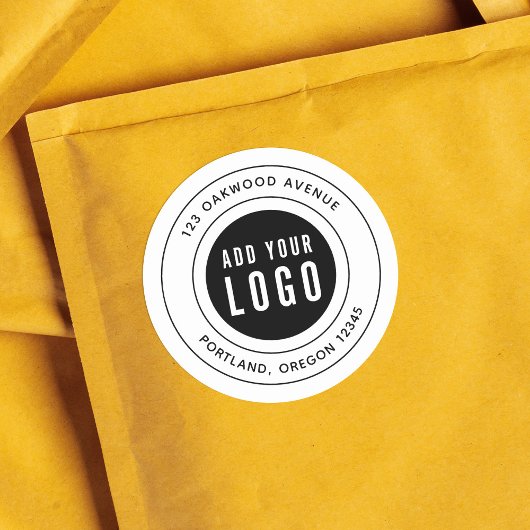 ロゴを黒に追加する縁ど差出人住所 ラウンドシール