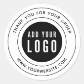 ロゴを黒に追加す縁どるありがとう ラウンドシール (正面)