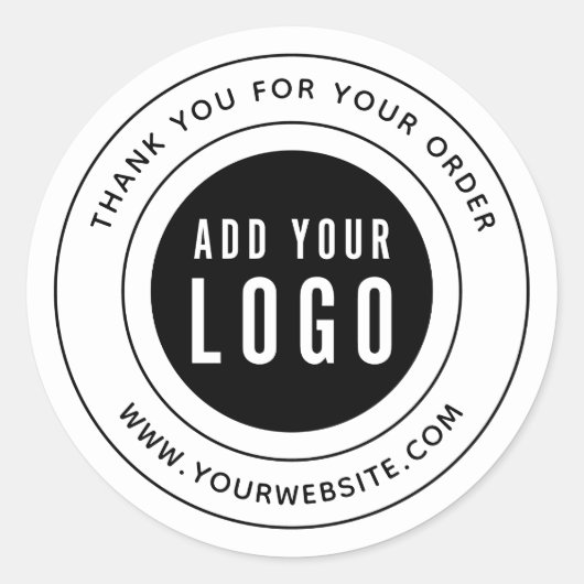 ロゴを黒に追加す縁どるありがとう ラウンドシール (正面)