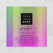 ロゴアイズグリーンピンクプロフェッショナル化粧 スクエア名刺 (裏面)