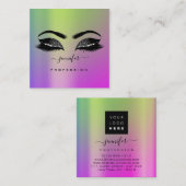 ロゴアイズグリーンピンクプロフェッショナル化粧 スクエア名刺 (正面/裏面)