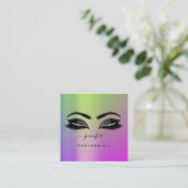 ロゴアイズグリーンピンクプロフェッショナル化粧 スクエア名刺 (スタンド正面)