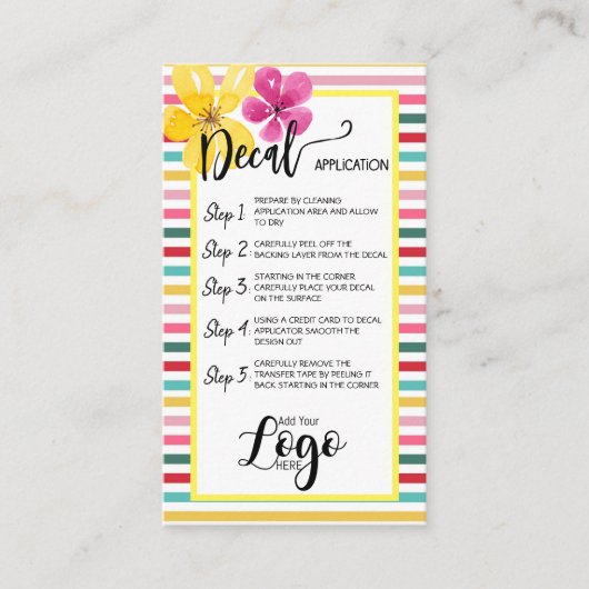 ロゴアプリケーションカードの気にビニールを追加する 名刺 (正面)