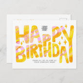 ロゴイエローおもしろいクレヨン手書き誕生日 ポストカード (正面/裏面)