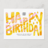 ロゴイエローおもしろいクレヨン手書き誕生日 ポストカード (正面)