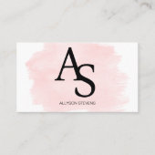 ロゴイニシャルピンクのブラシ毛メイクqrコード 名刺 (正面)