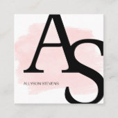 ロゴイニシャルピンクはっきりしたブラシのメイクqrコード スクエア名刺 (正面)