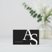 ロゴイニシャル白はっきりした黒メイクアップqrコード 名刺 (スタンド正面)