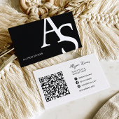 ロゴイニシャル白はっきりした黒メイクアップqrコード 名刺