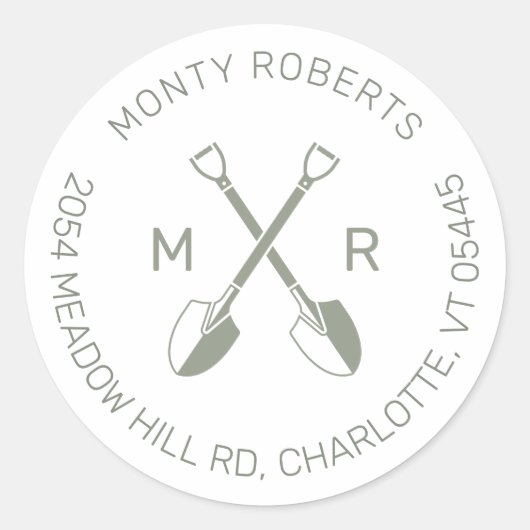 ロゴイニシャル緑 |ラウンド差出人住所ラベル ラウンドシール (正面)