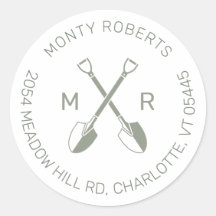 ロゴイニシャル緑 |ラウンド差出人住所ラベル