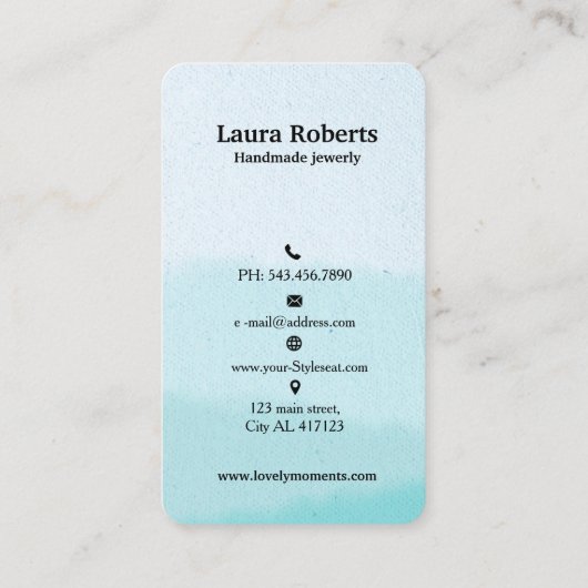 ロゴイヤリングディスプレイカードソーシャルメディアの水色 名刺 (裏面)