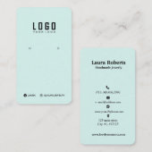 ロゴイヤリングディスプレイカードソーシャルメディアパステルティール（緑がかった色） 名刺 (正面/裏面)