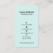 ロゴイヤリングディスプレイカードソーシャルメディアパステルティール（緑がかった色） 名刺 (裏面)