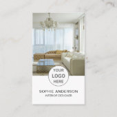 ロゴインテリアデザイナーフォトQRソーシャルメディアホワイト 名刺 (正面)