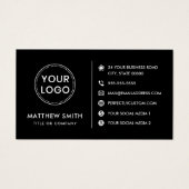 ロゴウェブサイトソーシャルメディアQRブラックビジネスカード (正面)