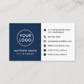 ロゴウェブサイトSNSネイビーモダンブルー白 名刺 (正面)