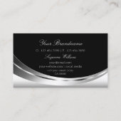 ロゴエレガントとスパークルダイヤモンド付きシルバーブラック 名刺 (裏面)