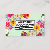 ロゴエレガントと写真が付いたワイルドフラワーライトグリーン 名刺 (正面)