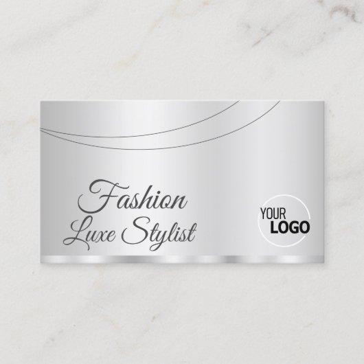 ロゴエレガントと写真が入ったシルバーグラマラス 名刺 (正面)