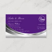 ロゴエレガントと王室のダイヤモンド付きシルバーパープル 名刺 (裏面)