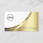 ロゴエレガントとQRコード付き白金ゴールドデコール 名刺 (正面)