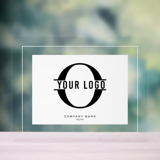 ロゴエレガントの白い枠と背景 アクリルサイン (ニュートラル)