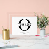 ロゴエレガントの白い枠と背景 アクリルサイン (ウェディング)