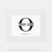 ロゴエレガントの白い枠と背景 アクリルサイン (正面)