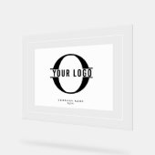 ロゴエレガントの白い枠と背景 アクリルサイン (傾斜)