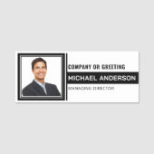 ロゴエレガントの追加および企業のプロフェッショナル社員 名札 (正面)