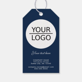 ロゴエレガントの追加カスタム文字プロモーションネイビーブルー ギフトタグ