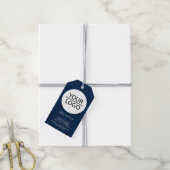 ロゴエレガントの追加カスタム文字プロモーションネイビーブルー ギフトタグ (より糸付き)