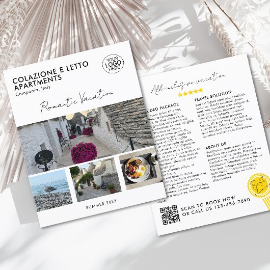 ロゴエレガントの追加フォトグリッドQRコードプロモーション チラシ