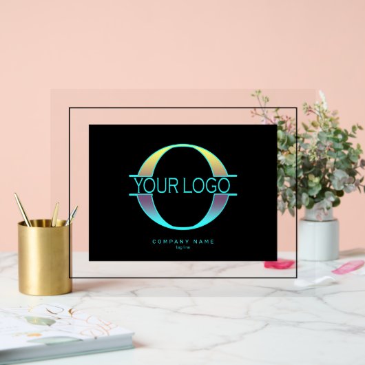 ロゴエレガントの黒い枠と背景 アクリルサイン (ウェディング)