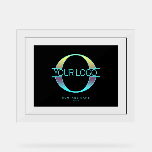 ロゴエレガントの黒い枠と背景 アクリルサイン (正面)