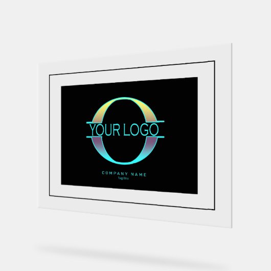 ロゴエレガントの黒い枠と背景 アクリルサイン (傾斜)