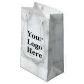 ロゴエレガントをここに白い大理石でテンプレート スモールペーパーバッグ (正面アングル)