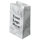 ロゴエレガントをここに白い大理石でテンプレート スモールペーパーバッグ (裏面アングル)
