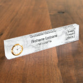 ロゴエレガントをここに白い大理石 デスクネームプレート (側面)