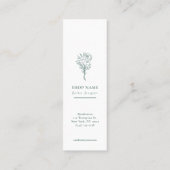 ロゴエレガントグリーンホワイトフローリストミニマリスト スキニー名刺 (裏面)